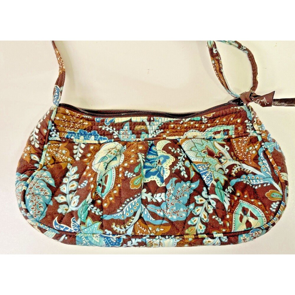 Vera Bradley Java Blue Small Crossbody Purse or Makeup Bag Removable Handle